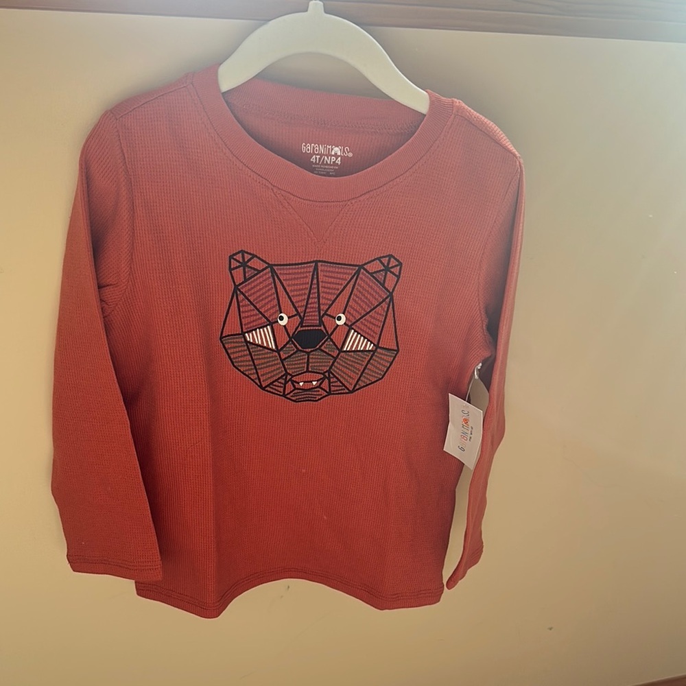 Geometric Bear Kids Shirt - Rust